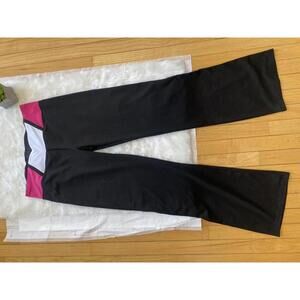 Black Yoga Pants with Pink and White Waistband  XL